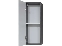 Linebad Badkamerkast 1 Deur Gerookt Zilver, Wit Hoogglans.-Trendteam Outlet