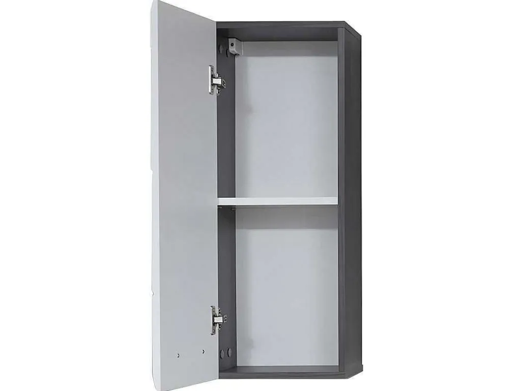 Linebad Badkamerkast 1 Deur Gerookt Zilver, Wit Hoogglans.-Trendteam Outlet