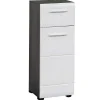 Linebad Badkamerkast 1 Deur, 1 Lade Gerookt Zilver, Wit Hoogglans.-Trendteam Clearance