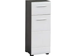Linebad Badkamerkast 1 Deur, 1 Lade Gerookt Zilver, Wit Hoogglans.-Trendteam Clearance