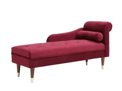 Linkse Chaise Longue Van Bordeaux-Rood Velours Umari-Vente-unique Clearance
