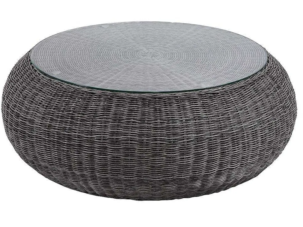 Loungeset Van Geweven Hars - Grijs - Zitbank, 2 Fauteuils En Salontafel - Whiteheaven-MYLIA Sale