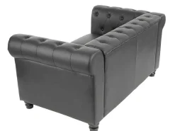 Luxe 2-Zitsbank Edinburgh, Ronde Poten, Zwart-Vente-unique New