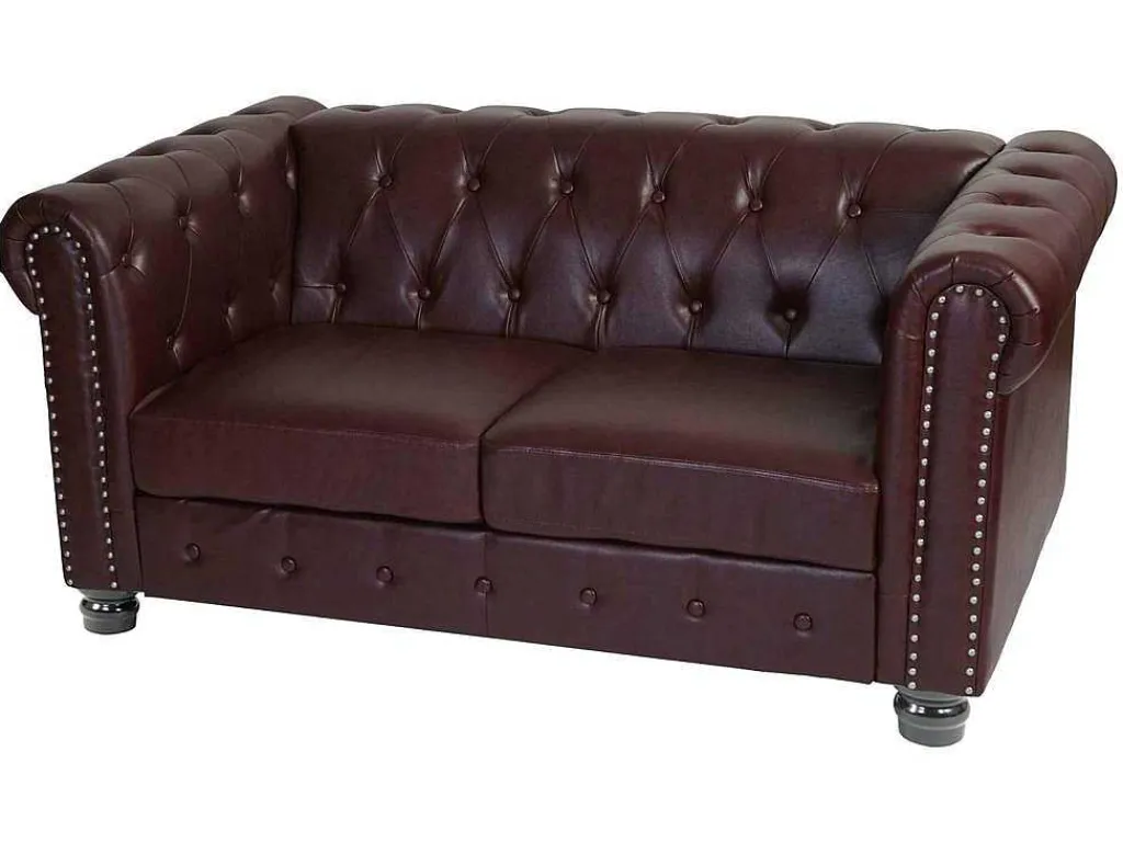 Luxe 2-Zitsbank Edinburgh, Ronde Poten, Roodbruin-Vente-unique