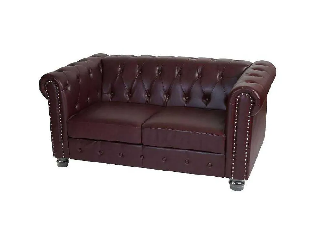 Luxe 2-Zitsbank Edinburgh, Ronde Poten, Roodbruin-Vente-unique