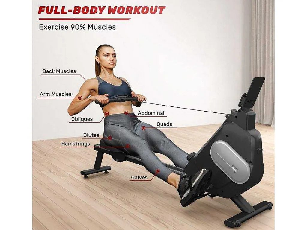 Magnetische Roeimachine Voor Home Gym Office Workout 16 Niveau Instelbare Weerstand Met Lcd-Monitor-Vente-unique Online