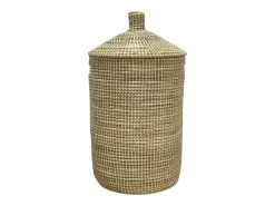 Mand Van Zeegras Met Deksel - D39 X H71 - Naturel - Juvami-OZAIA Sale