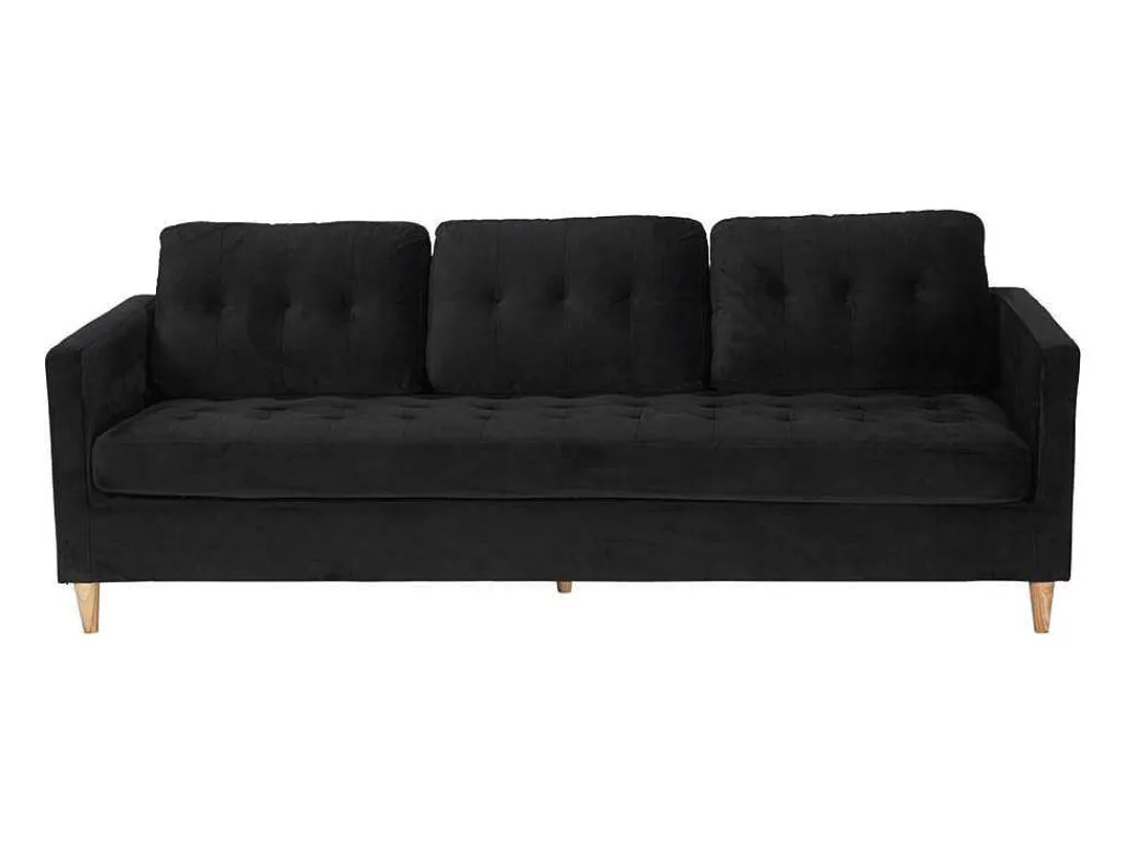 Marino Bank 3 Persoons Velours Zwart.-Vente-unique New