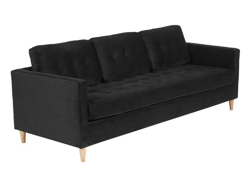 Marino Bank 3 Persoons Velours Zwart.-Vente-unique New