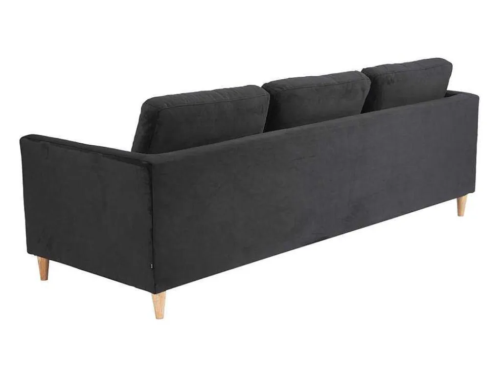Marino Bank 3 Persoons Velours Zwart.-Vente-unique New