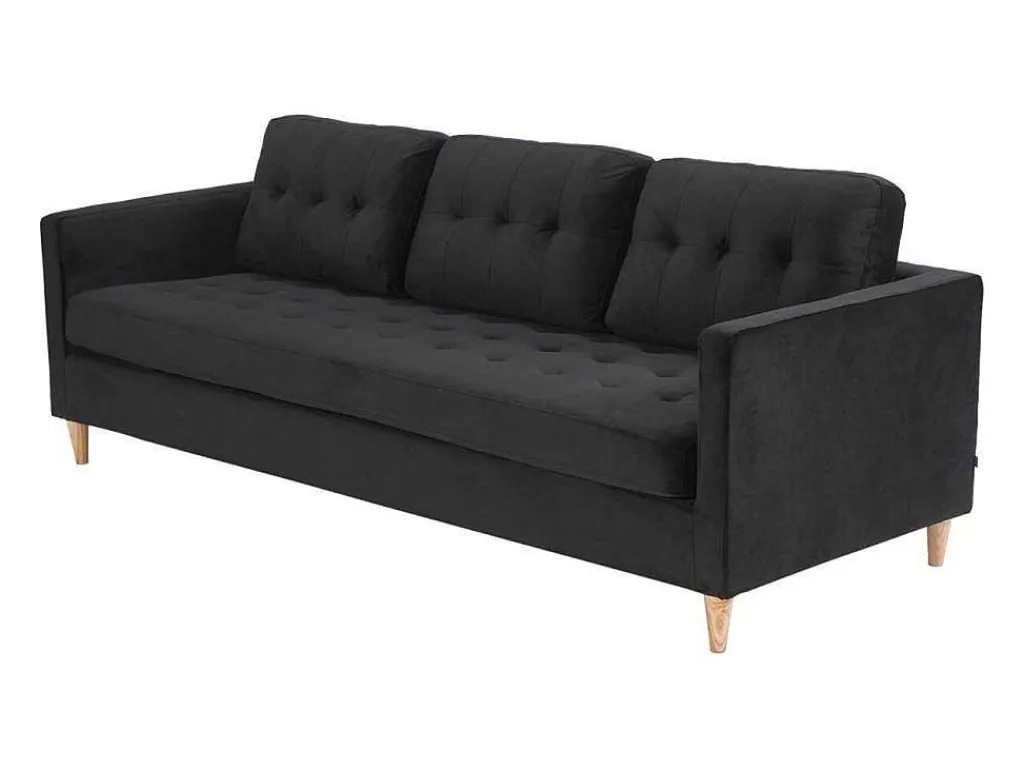 Marino Bank 3 Persoons Velours Zwart.-Vente-unique New