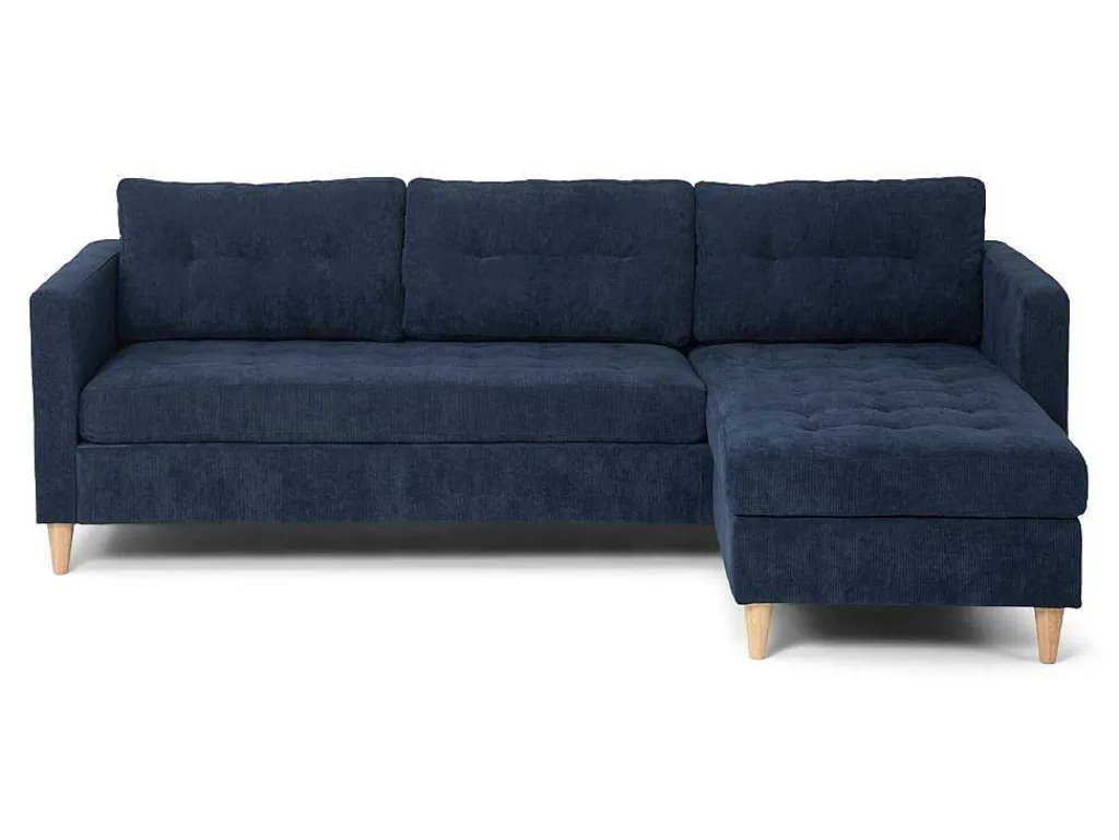 Marino Bank, Chaise Longue Naar Rechts Of Links Gedraaid In Fluweel Blauw.-Vente-unique Best