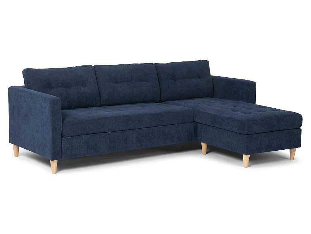 Marino Bank, Chaise Longue Naar Rechts Of Links Gedraaid In Fluweel Blauw.-Vente-unique Best