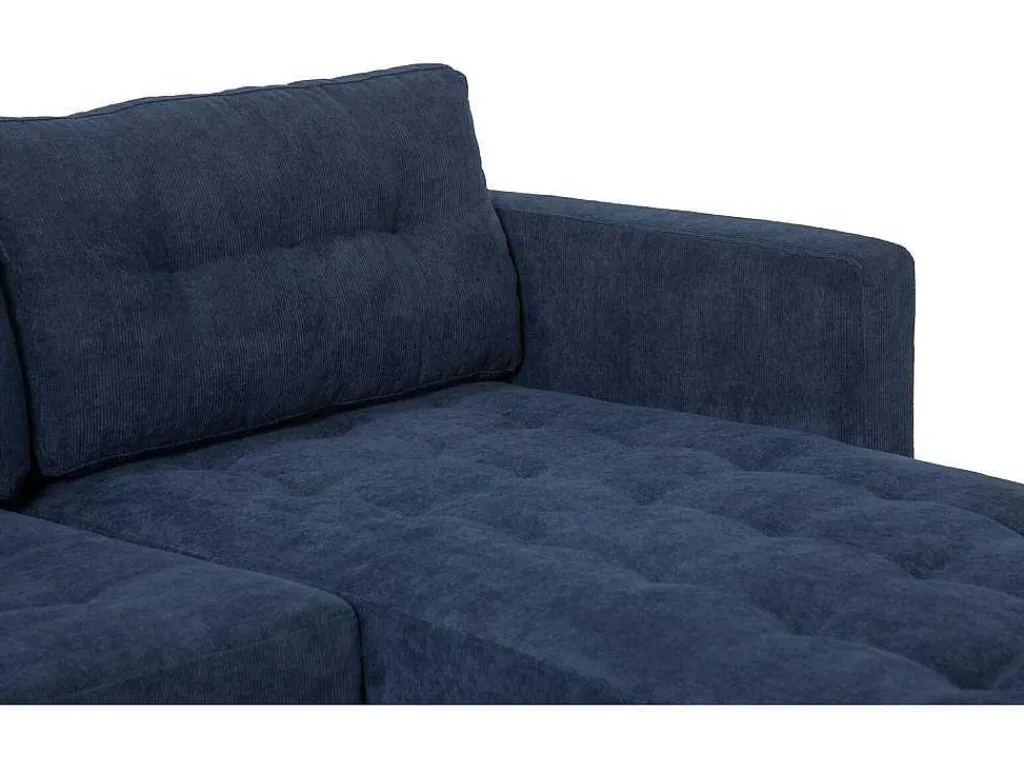Marino Bank, Chaise Longue Naar Rechts Of Links Gedraaid In Fluweel Blauw.-Vente-unique Best