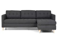 Marino 3-Zitsbank Met Chaise Longue Links Stof Donkergrijs.-Vente-unique Clearance