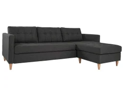 Marino 3-Zitsbank Met Chaise Longue Links Stof Donkergrijs.-Vente-unique Clearance