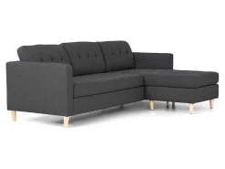 Marino 3-Zitsbank Met Chaise Longue Links Stof Donkergrijs.-Vente-unique Clearance