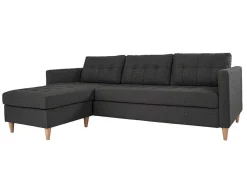 Marino 3-Zitsbank Met Chaise Longue Links Stof Donkergrijs.-Vente-unique Clearance