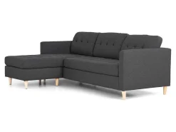 Marino 3-Zitsbank Met Chaise Longue Links Stof Donkergrijs.-Vente-unique Clearance