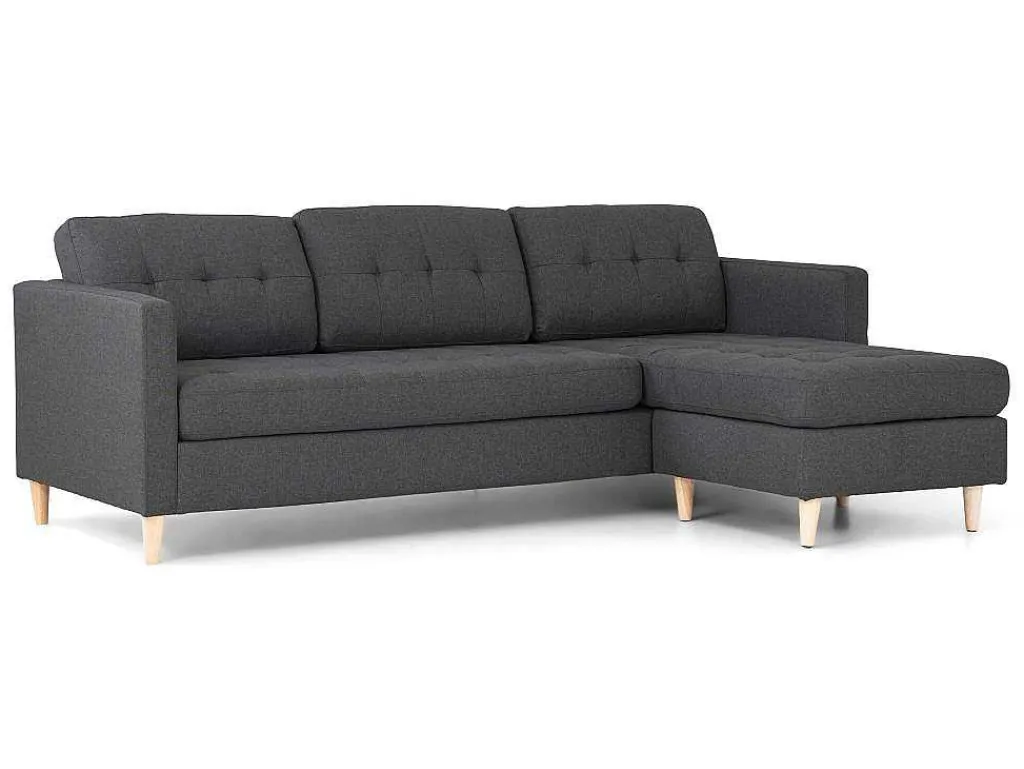 Marino 3-Zitsbank Met Chaise Longue Links Stof Donkergrijs.-Vente-unique Clearance
