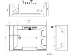 Massagebad - 2 Personen - 515 L - 182 X 122 X H64 Cm - Hoek Rechts - Thalassa-Shower & Design