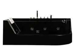 Massagebad Met Glazen Wand Aria Zwart - Persoons - 170*80*57Cm - Linkse Hoek-Shower & Design New