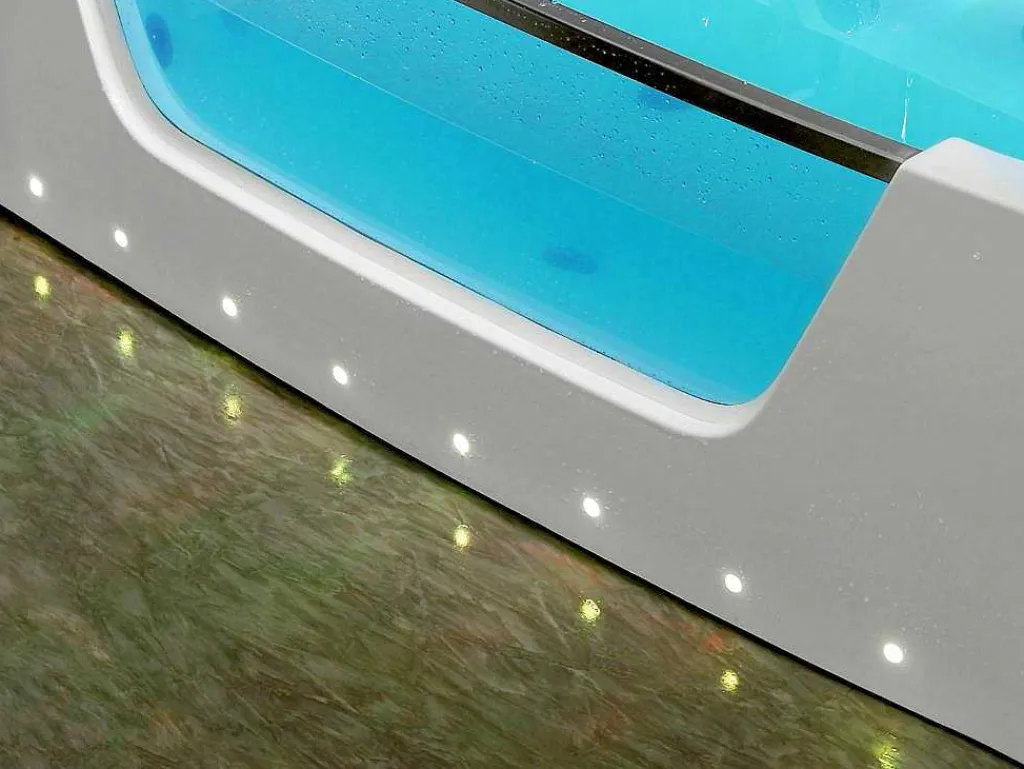 Massagebad Met Glazen Wand En Ledverlichting Dyona - 260L - 1 Persoon - 170*85*58Cm - Balneo Therapie-Shower & Design Outlet