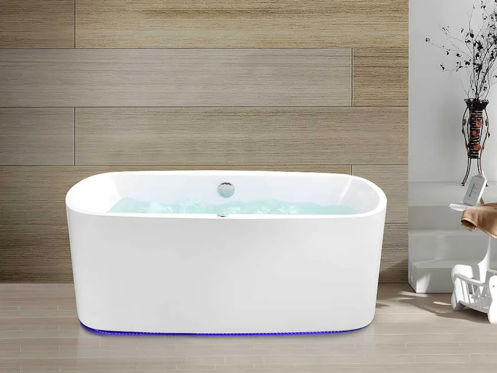 Massagebad Met Ledverlichting - Balneo Therapie Sirgao - 1 Persoon - 155L - 75X150Cm - Zwart-Shower & Design New