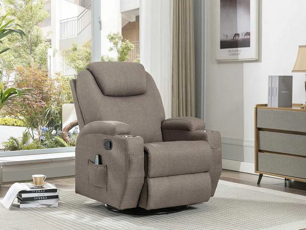 Massagefauteuil Silvano In Stof - Taupe-Vente-unique Outlet