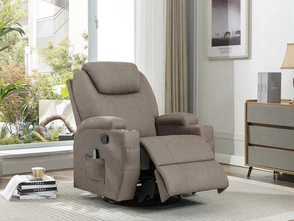 Massagefauteuil Silvano In Stof - Taupe-Vente-unique Outlet