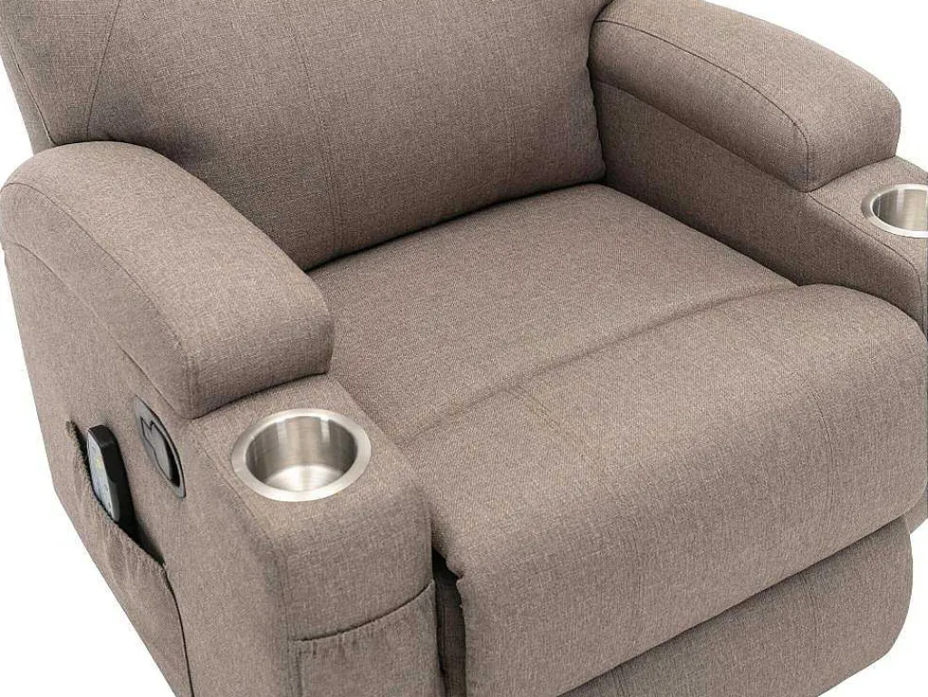 Massagefauteuil Silvano In Stof - Taupe-Vente-unique Outlet