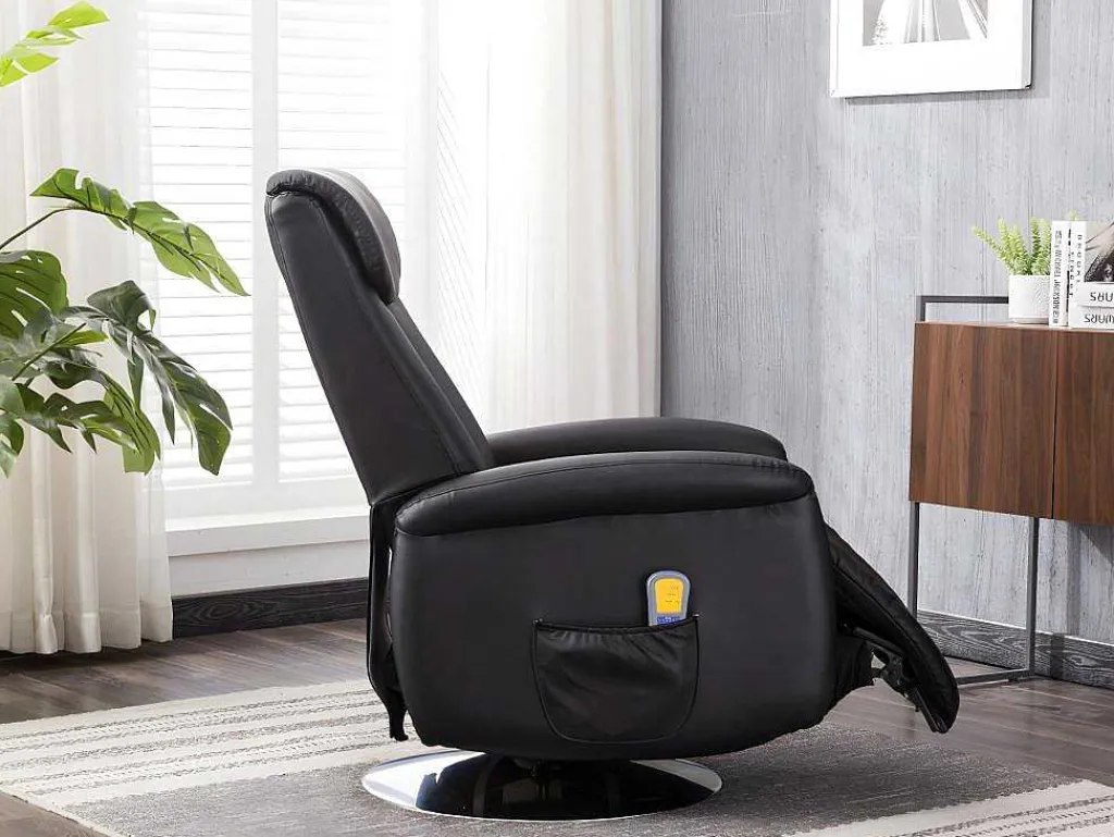 Massagestoel Kostas Van Kunstleer - Zwart-Vente-unique Hot