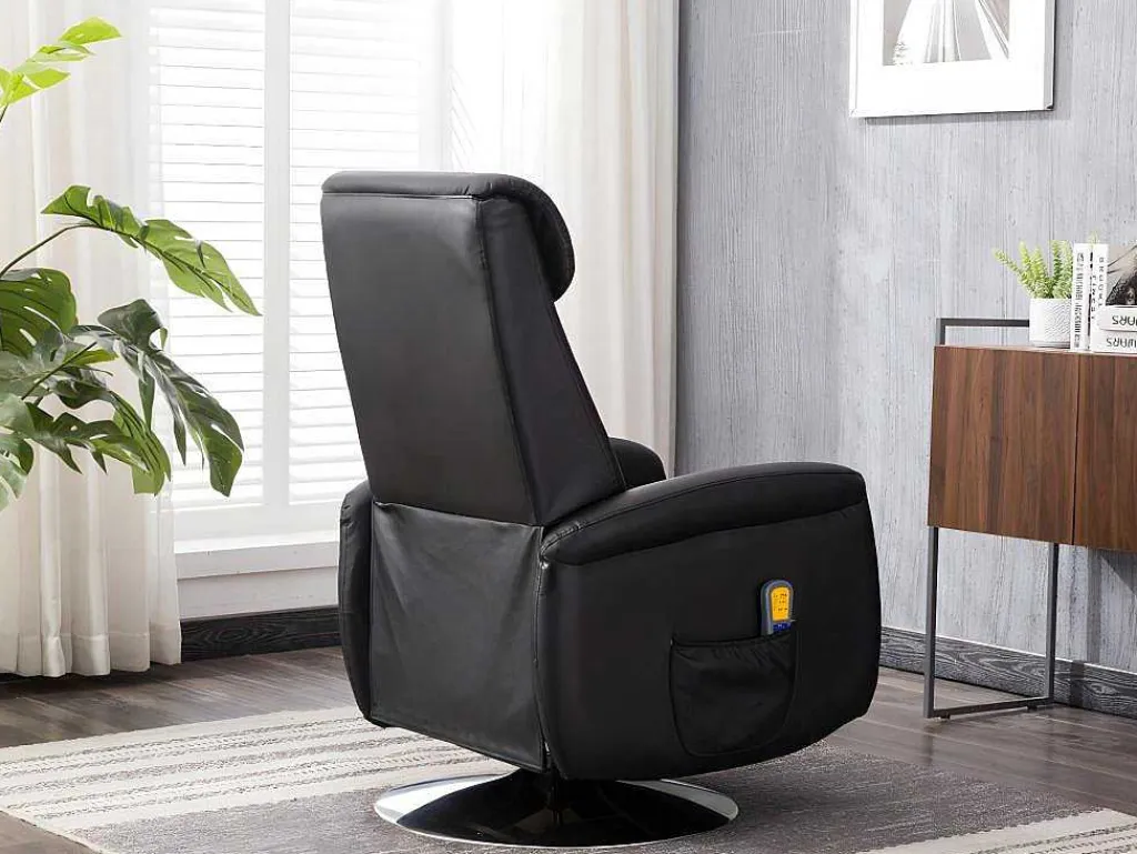 Massagestoel Kostas Van Kunstleer - Zwart-Vente-unique Hot