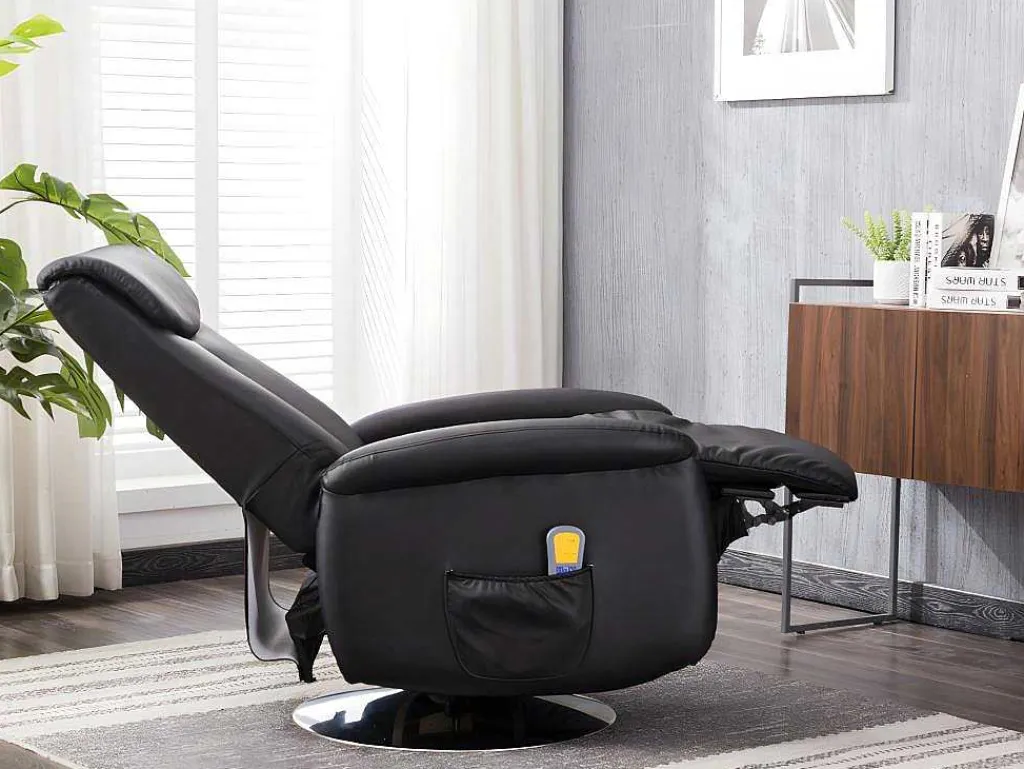 Massagestoel Kostas Van Kunstleer - Zwart-Vente-unique Hot