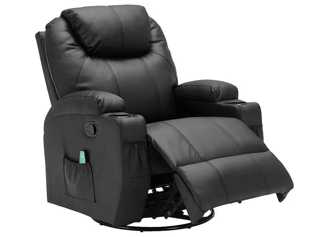 Massagestoel Van Kunstleer Silvano - Zwart-Vente-unique Best