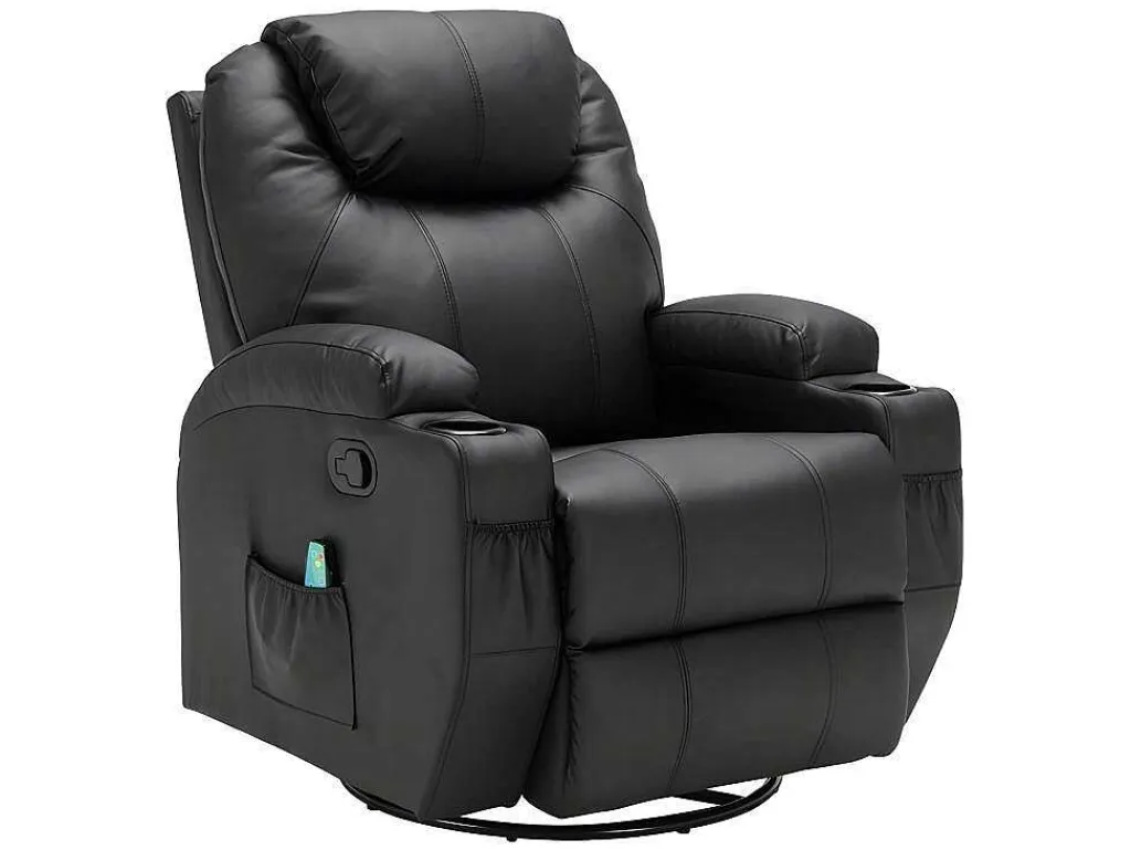 Massagestoel Van Kunstleer Silvano - Zwart-Vente-unique Best