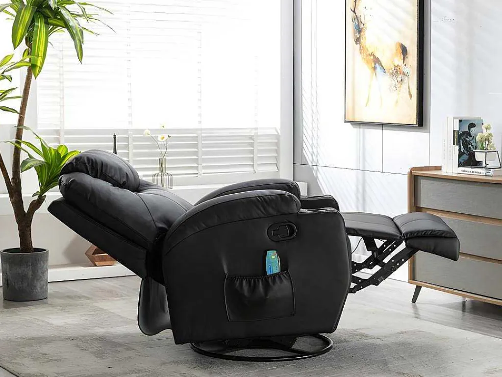 Massagestoel Van Kunstleer Silvano - Zwart-Vente-unique Best