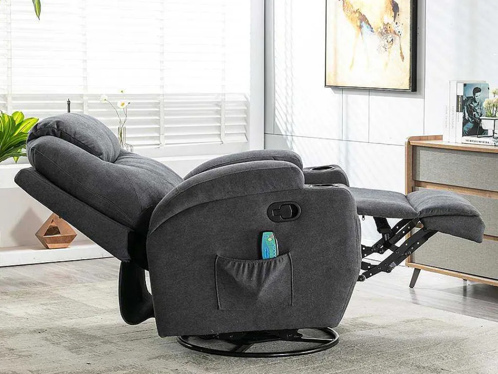 Massagestoel Van Stof Silvano - Grijs-Vente-unique Discount