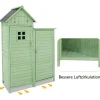 Massief Houten Tuinhuis Met Pvc Schuin Dak - 2 Planken 3 Klapdeuren - L118 X D54 X H173 Cm - Groen-Vente-unique Outlet