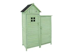 Massief Houten Tuinhuis Met Pvc Schuin Dak - 2 Planken 3 Klapdeuren - L118 X D54 X H173 Cm - Groen-Vente-unique Outlet