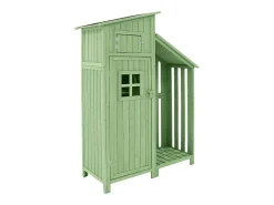 Massief Houten Tuinhuis Met Pvc Schuin Dak - 2 Planken 3 Klapdeuren - L124 X D46 X H174 Cm - Groen-Vente-unique Online