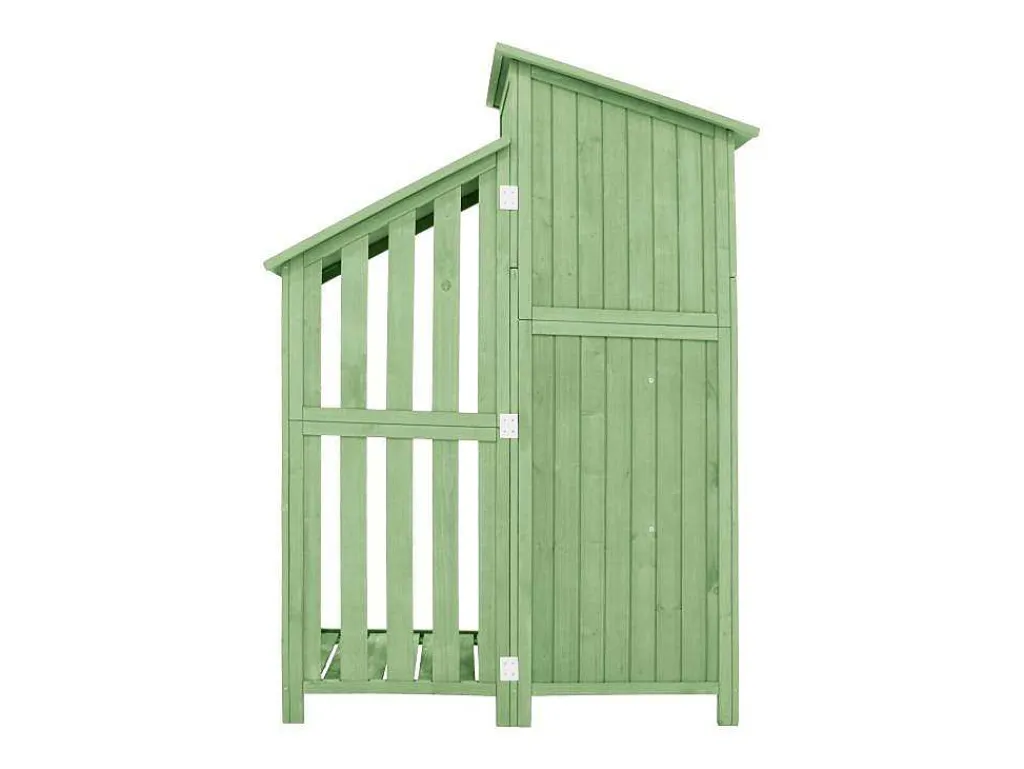 Massief Houten Tuinhuis Met Pvc Schuin Dak - 2 Planken 3 Klapdeuren - L124 X D46 X H174 Cm - Groen-Vente-unique Online