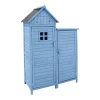 Massief Houten Tuinhuis Met Pvc Schuin Dak - 2 Planken 3 Klapdeuren - L118 X D54 X H173 Cm - Blauw-Vente-unique Clearance