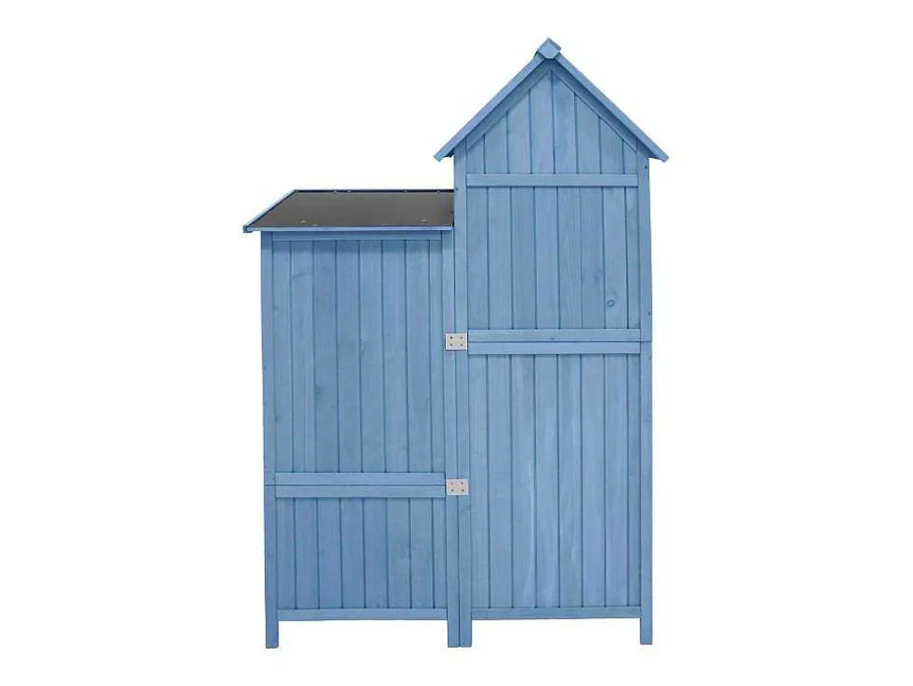 Massief Houten Tuinhuis Met Pvc Schuin Dak - 2 Planken 3 Klapdeuren - L118 X D54 X H173 Cm - Blauw-Vente-unique Clearance