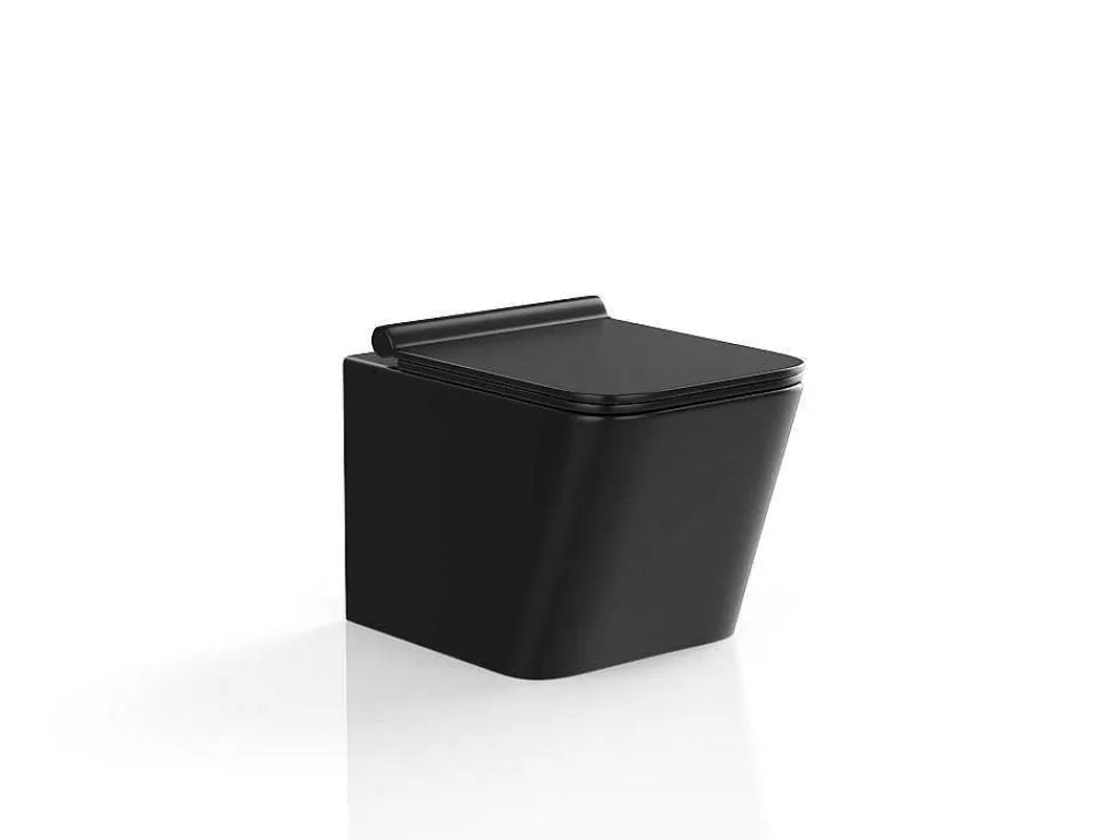 Mat Zwarte Hang-Wc Van Keramiek Zonder Rand - Clemona-Vente-unique New