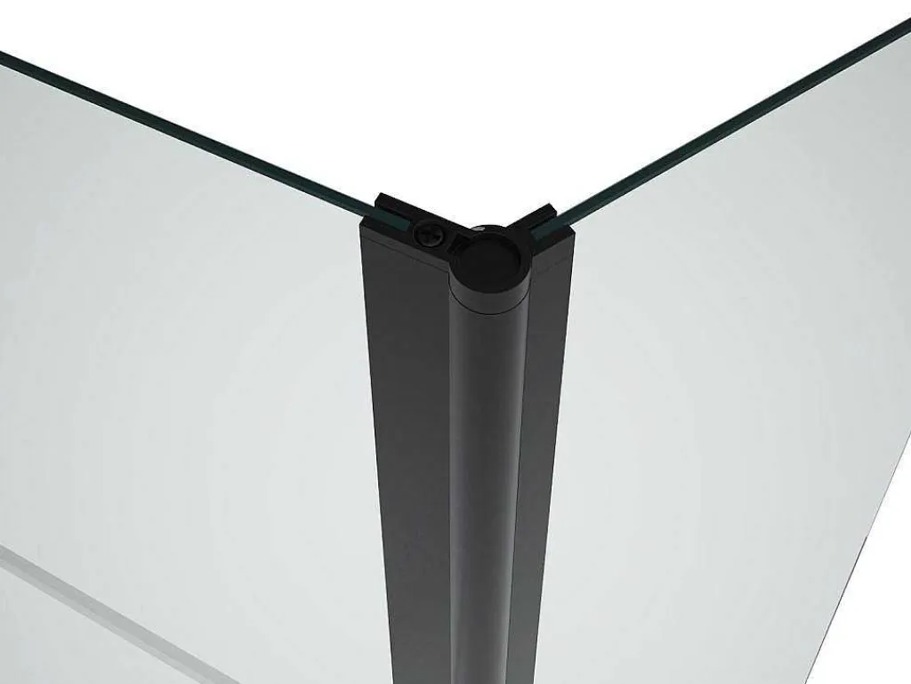 Matzwart Badscherm Met Handdoekhouder En Draaibare Retour - (70 + 30) X 140 Cm - Primael-Shower & Design Online