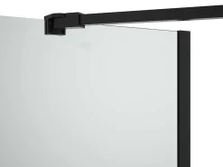 Matzwart Badscherm Met Handdoekhouder En Draaibare Retour - (70 + 30) X 140 Cm - Primael-Shower & Design Online