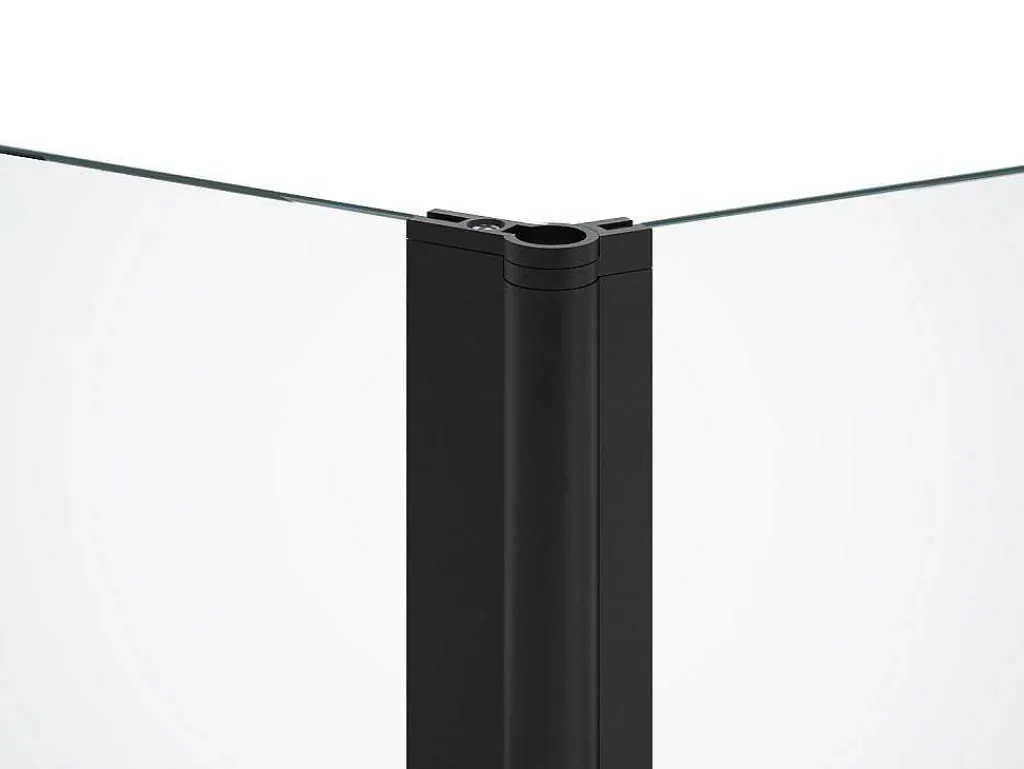 Matzwart Badscherm Met Handdoekhouder En Draaibare Retour - (70 + 30) X 140 Cm - Primael-Shower & Design Online