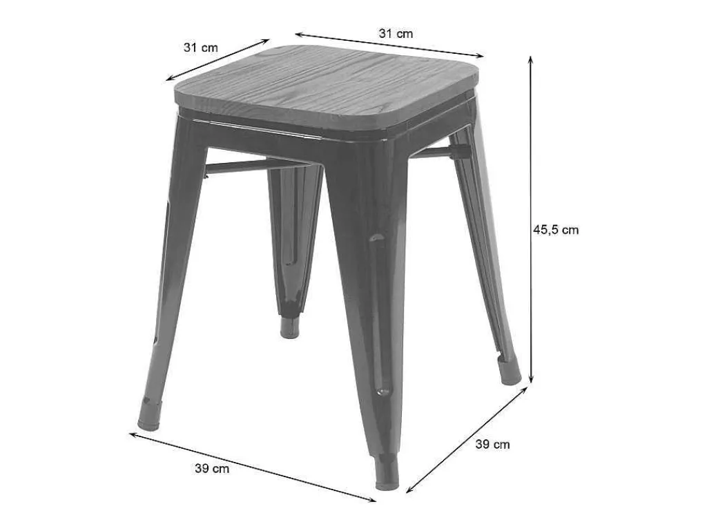 Mcw-A73 Kruk (Set Van 4) Houten Zitting, Wit-Vente-unique New