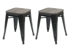 Mcw-A73 Kruk (Set Van 2) Houten Zitting, Zwart-Vente-unique Outlet
